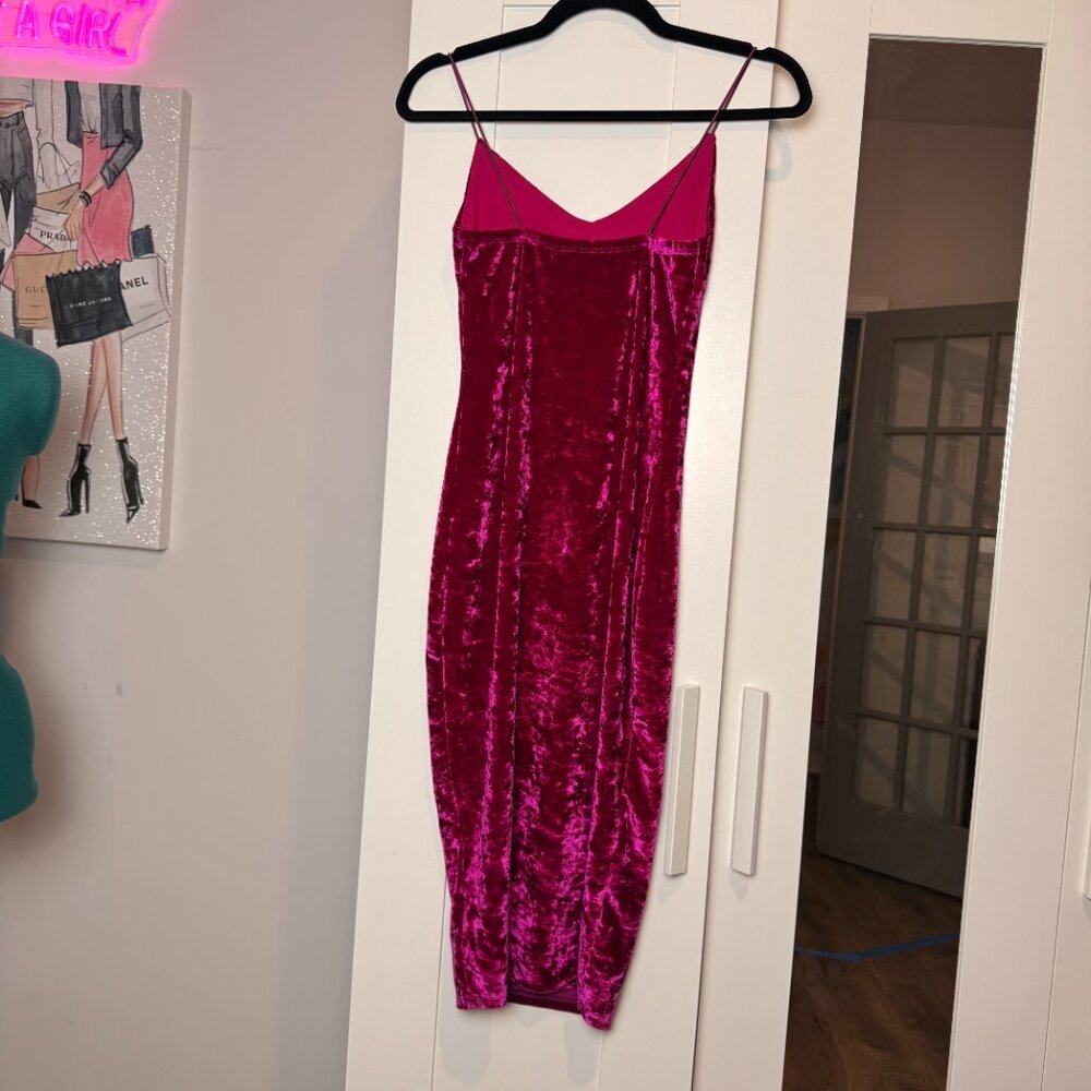 Revamped Pink Velvet Spaghetti Strap Dress Size XS - Picture 3 of 6